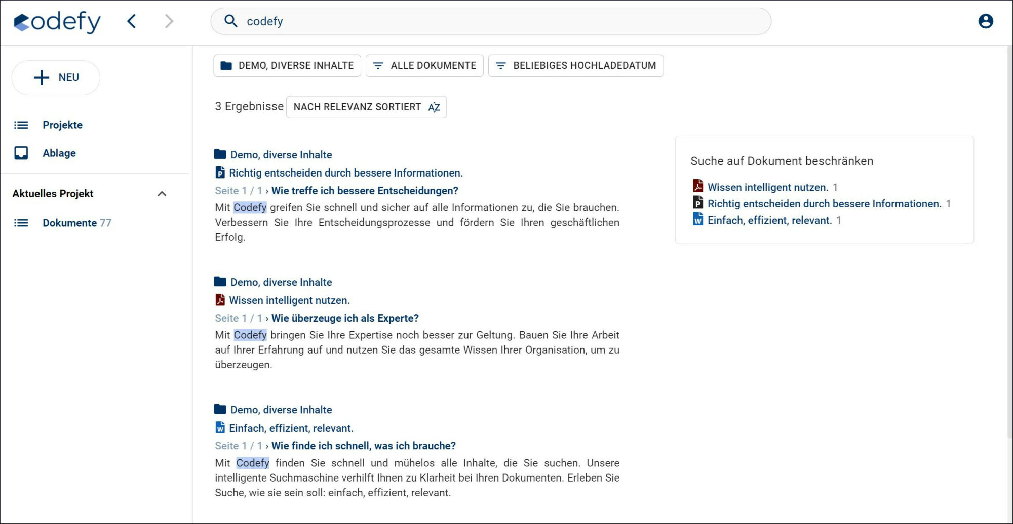 Codefy Screenshot, deutsch_Rahmen